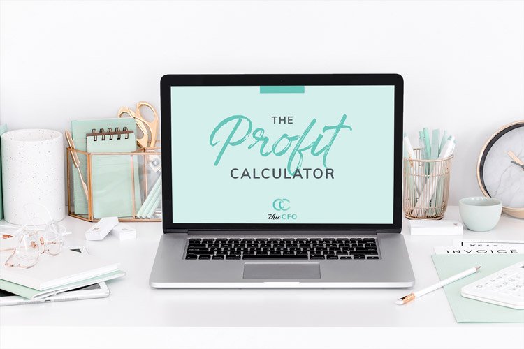 Laptop with text The Profit Calculator